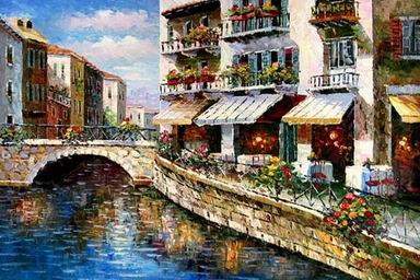 Building oil painting