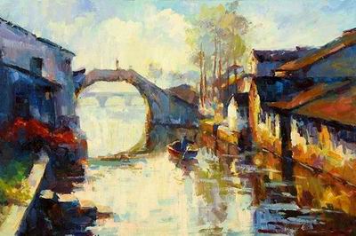 Building oil painting