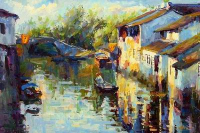 Building oil painting