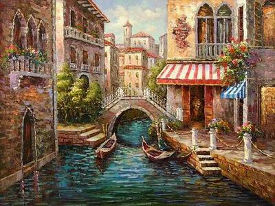 Building oil painting