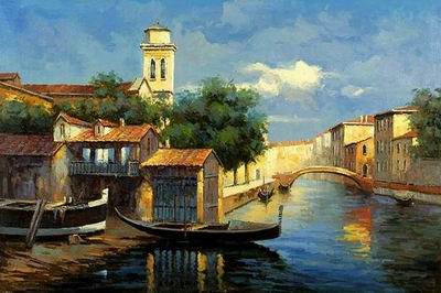 Building oil painting