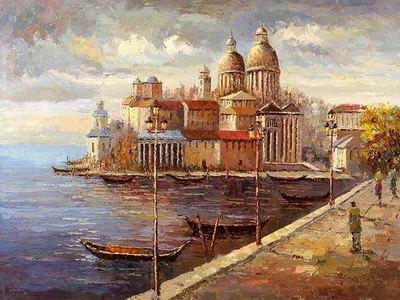 Building oil painting