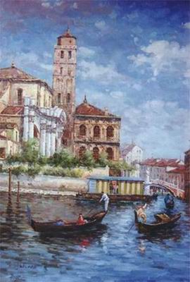 Building oil painting