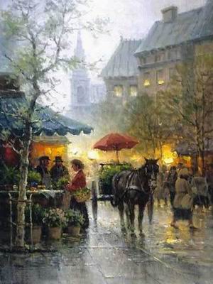 Building oil painting