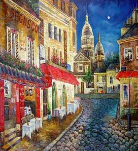 Building oil painting