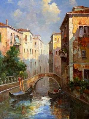 Building oil painting