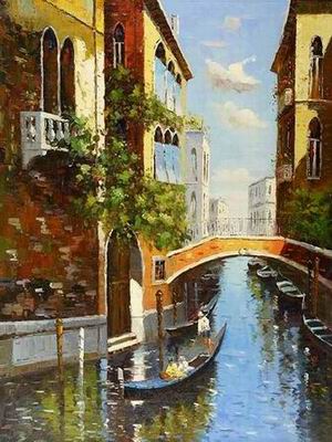 Building oil painting