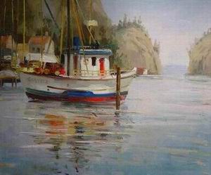 Dockscape oil painting