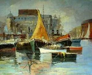 Dockscape oil painting