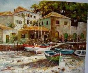 Dockscape oil painting