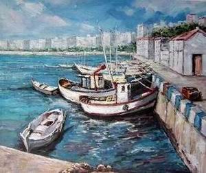 Dockscape oil painting
