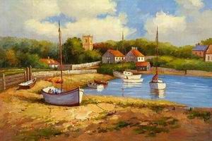 Dockscape oil painting