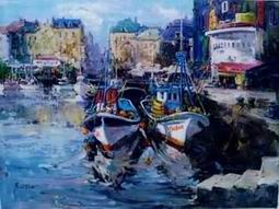 Dockscape oil painting