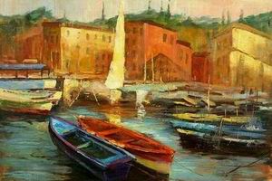 Dockscape oil painting