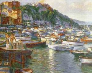 Dockscape oil painting