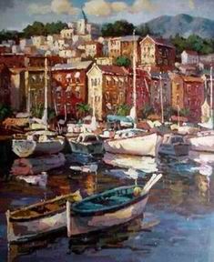 Dockscape oil painting