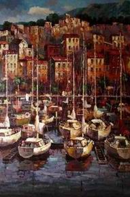 Dockscape oil painting
