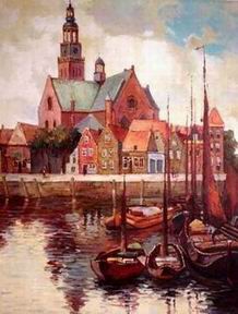 Dockscape oil painting