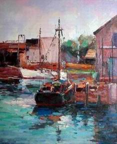 Dockscape oil painting