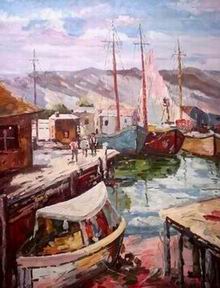 Dockscape oil painting