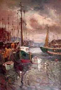 Dockscape oil painting
