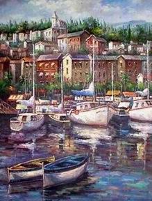 Dockscape oil painting