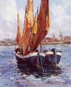 Dockscape oil painting