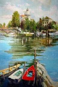 Dockscape oil painting