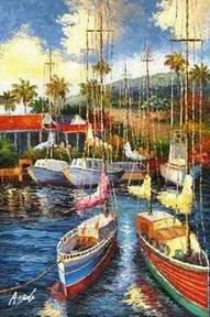 Dockscape oil painting