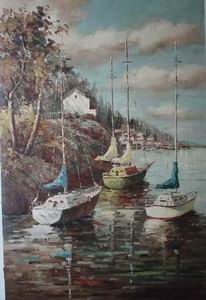 Dockscape oil painting