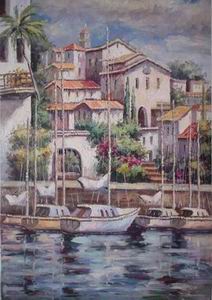 Dockscape oil painting