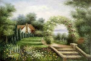 Garden oil painting