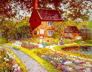 Garden oil painting