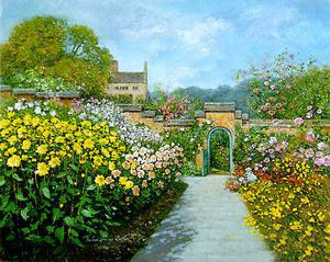 Garden oil painting
