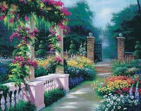 Garden oil painting