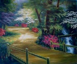 Garden oil painting