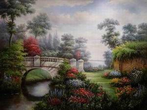 Garden oil painting
