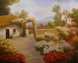 Garden oil painting
