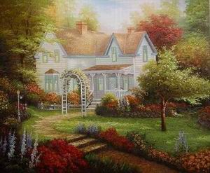 Garden oil painting