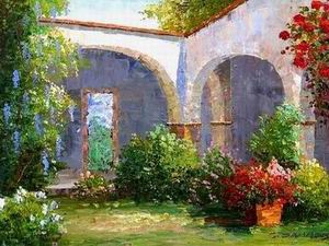 Garden oil painting