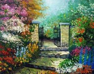 Garden oil painting