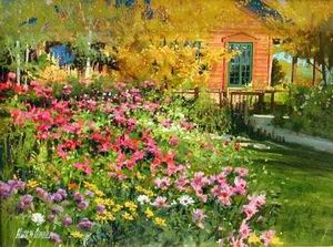Garden oil painting