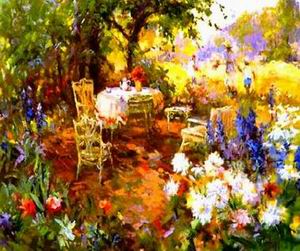 Garden oil painting