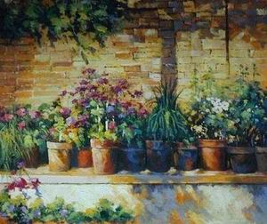 Garden oil painting