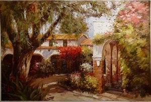 Garden oil painting