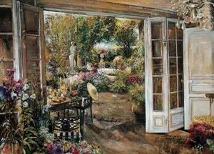 Garden oil painting
