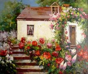 Garden oil painting