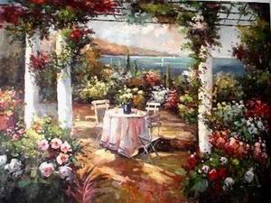Garden oil painting