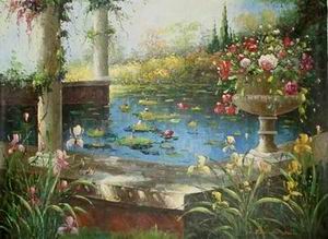 Garden oil painting