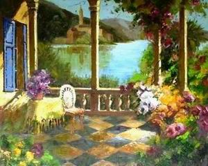 Garden oil painting